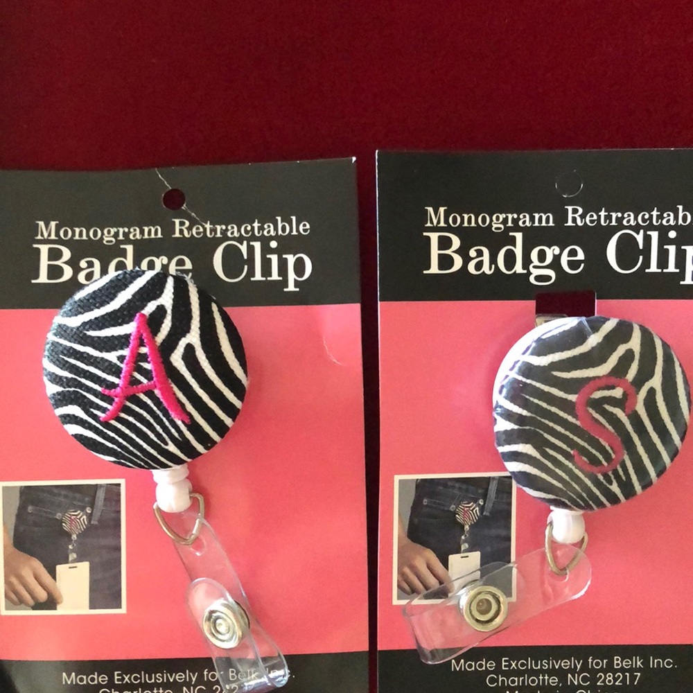 S Monogram Retractable Badge Clip- Brand new